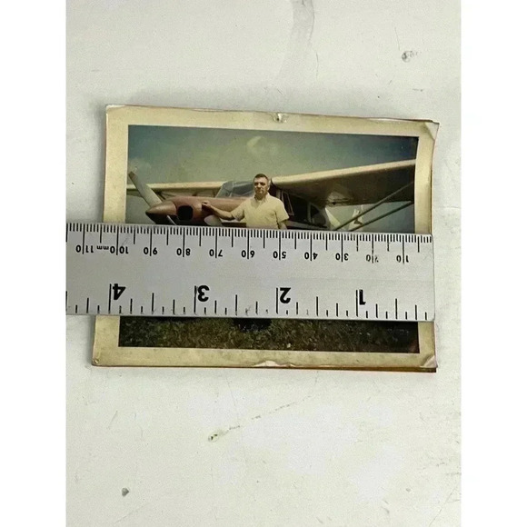 VTG Man Standing Next to Tri Pacer Photograph OOAK 1965 Roselle Field Illinois - Picture 4 of 5